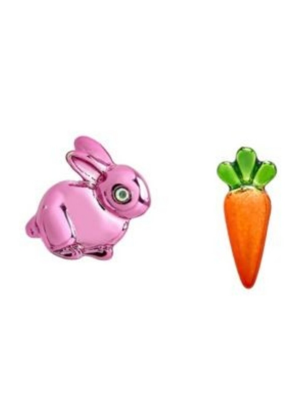 Betsey Johnson Shiny Pink Bunny and Orange Carrot Stud Earrings